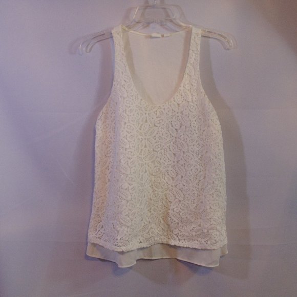 GAP Tops - Gap Womens White Small Tank Top Deep Scoop Neck Crochet Lace